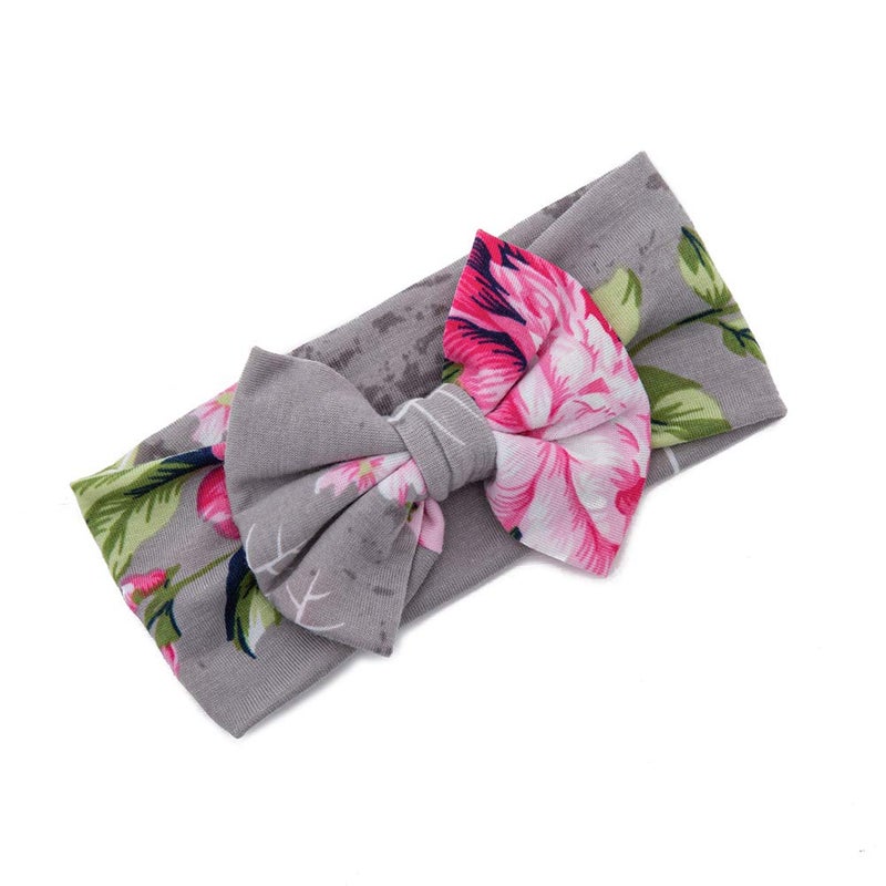 Galabloomer Newborn Receiving Blanket Headband Set Baby Flower Rose Swaddle with Big Bow (Gray) - Image 3